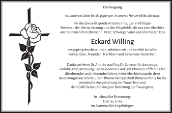 Traueranzeige von Eckard Willing von Südthüringer Presse