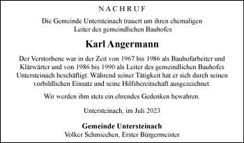 Traueranzeige von Karl Angermann von Frankenpost