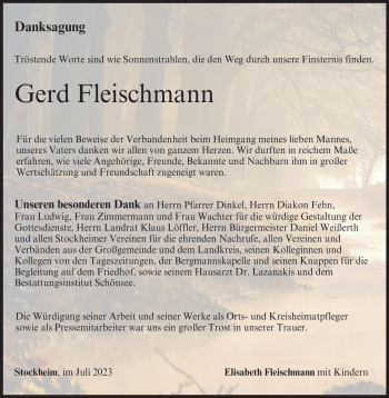 Traueranzeige von Gerd Fleischmann von Neue Presse Coburg