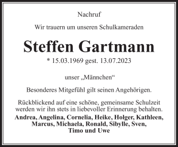 Traueranzeige von Steffen Gartmann von Südthüringer Presse