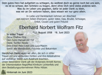 Traueranzeige von Eberhard Fitz von Südthüringer Presse
