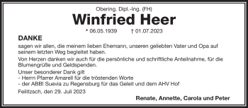 Traueranzeige von Winfried Heer von Frankenpost