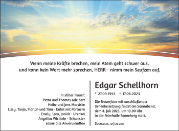 Traueranzeige von Edgar Schellhorn von Südthüringer Presse