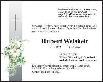 Traueranzeige von Hubert Weisheit von Südthüringer Presse