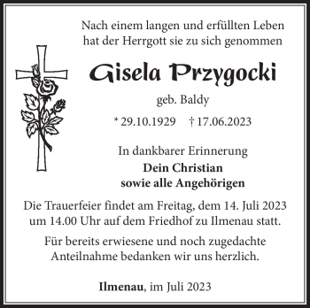 Traueranzeige von Gisela Przygocki von Südthüringer Presse