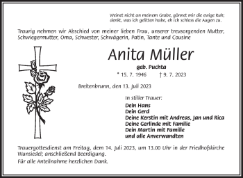 Traueranzeige von Anita Müller von Frankenpost