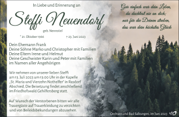 Traueranzeige von Steffi Neundorf von Südthüringer Presse