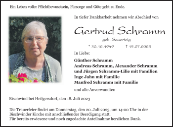 Traueranzeige von Gertrud Schramm von Neue Presse Coburg