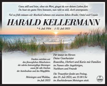 Traueranzeige von Harald Kellermann von Südthüringer Presse