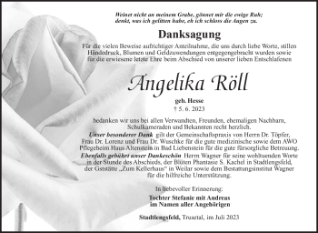 Traueranzeige von Angelika Röll von Südthüringer Presse