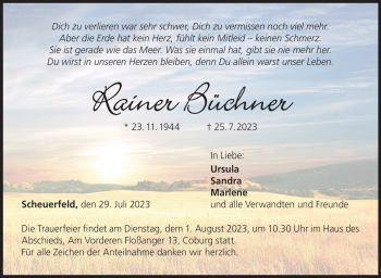 Traueranzeige von Rainer Büchner von Neue Presse Coburg
