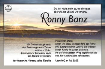 Traueranzeige von Ronny Banz von Südthüringer Presse