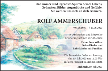 Traueranzeige von Rolf Ammerschuber von Südthüringer Presse