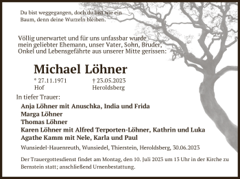 Traueranzeige von Michael Löhner von Frankenpost