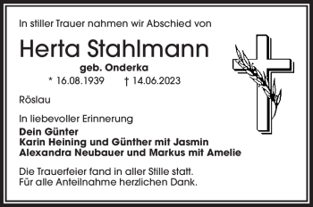 Traueranzeige von Herta Stahlmann von Frankenpost