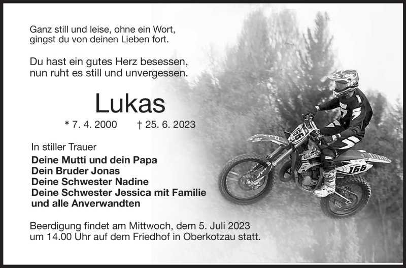  Traueranzeige für Lukas Fuchs vom 01.07.2023 aus Frankenpost