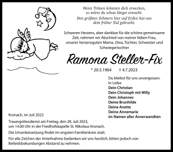 Traueranzeige von Ramona Steller-Fix von Neue Presse Coburg
