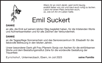 Traueranzeige von Emil Suckert von Neue Presse Coburg