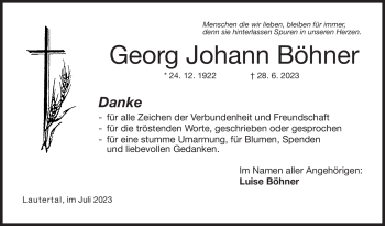 Traueranzeige von Georg Böhner von Neue Presse Coburg
