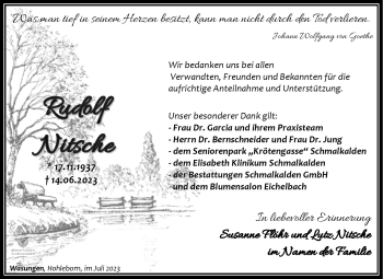 Traueranzeige von Rudolf Nitsche von Südthüringer Presse