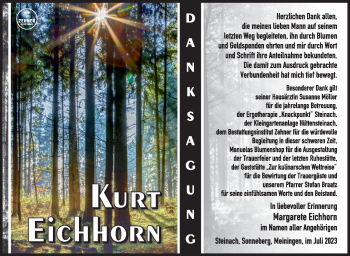 Traueranzeige von Kurt Eichhorn von Südthüringer Presse