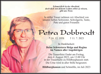 Traueranzeige von Petra Dobbrodt von Südthüringer Presse