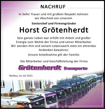 Traueranzeige von Horst Grötenherdt von Südthüringer Presse