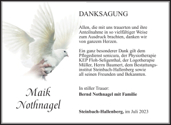 Traueranzeige von Maik Nothnagel von Südthüringer Presse