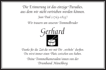Traueranzeige von Gerhard Strößner von Frankenpost