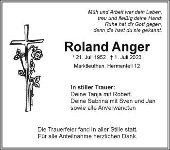 Traueranzeige von Roland Anger von Frankenpost