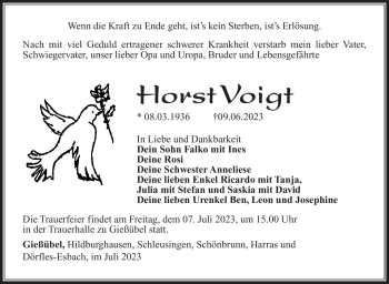 Traueranzeige von Horst Voigt von Südthüringer Presse