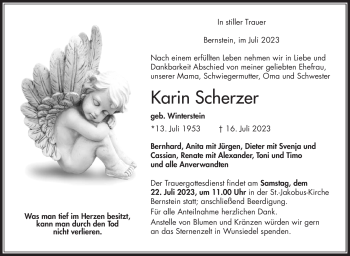 Traueranzeige von Karin Scherzer von Frankenpost