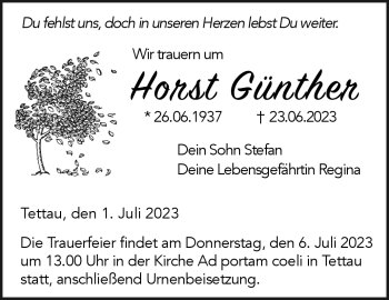 Traueranzeige von Horst Günther von Neue Presse Coburg