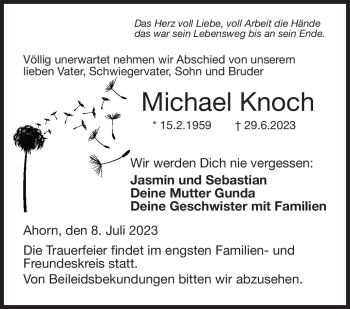 Traueranzeige von Michael Knoch von Neue Presse Coburg