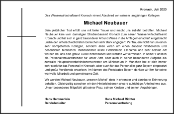 Traueranzeige von Michael Neubauer von Neue Presse Coburg