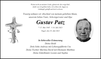 Traueranzeige von Gustav Patz von Frankenpost