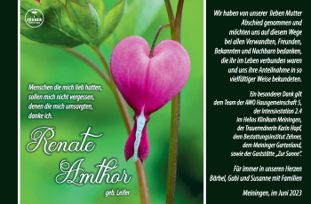 Traueranzeige von Renate Amthor von Südthüringer Presse