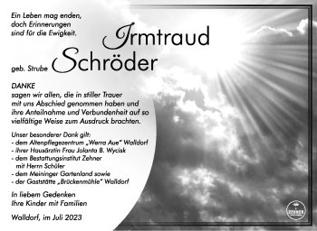 Traueranzeige von Irmtraud Schröder von Südthüringer Presse