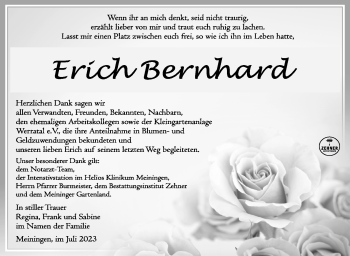 Traueranzeige von Erich Bernhard von Südthüringer Presse