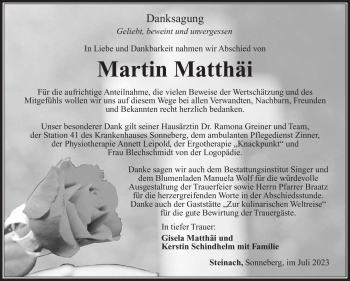 Traueranzeige von Martin Matthäi von Südthüringer Presse