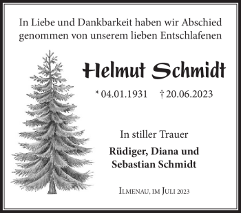 Traueranzeige von Helmut Schmidt von Südthüringer Presse
