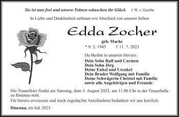 Traueranzeige von Edda Zocher von Südthüringer Presse