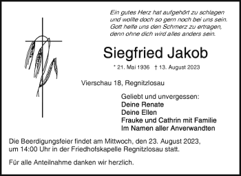 Traueranzeige von Siegfried Jakob von Frankenpost