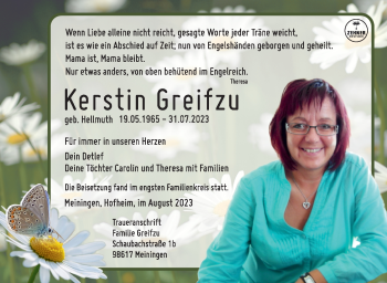 Traueranzeige von Kerstin Greifzu von Südthüringer Presse