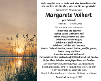 Traueranzeige von Margarete Volkert von Südthüringer Presse