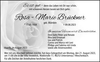 Traueranzeige von Rosa-Marie Brückner von Neue Presse Coburg