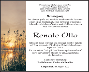 Traueranzeige von Renate Otto von Südthüringer Presse
