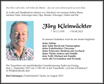 Traueranzeige von Jörg Kleinwächter von Südthüringer Presse