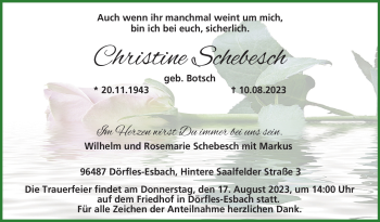 Traueranzeige von Christine Schebesch von Neue Presse Coburg
