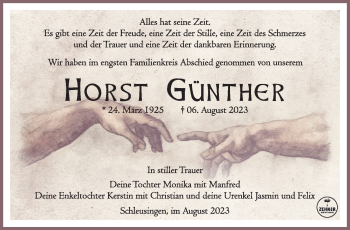 Traueranzeige von Horst Günther von Südthüringer Presse